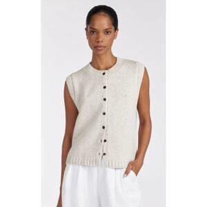 DISSH Foster Wool Blend Knit Button Front Vest in Chalk Women's Size Medium